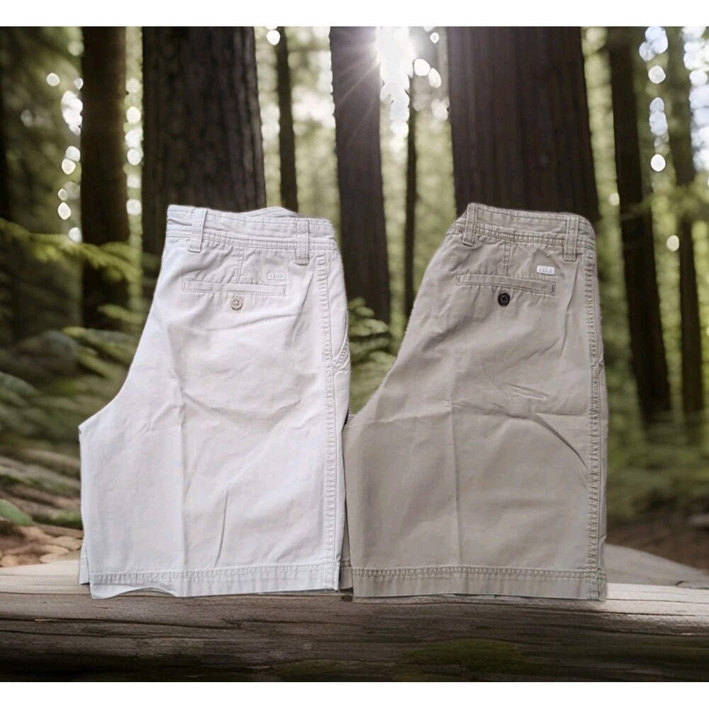 LOT/2 IZOD SALTWATER KHAKI SHORTS MEN'S SIZE 33 X 9" LEG   EUC